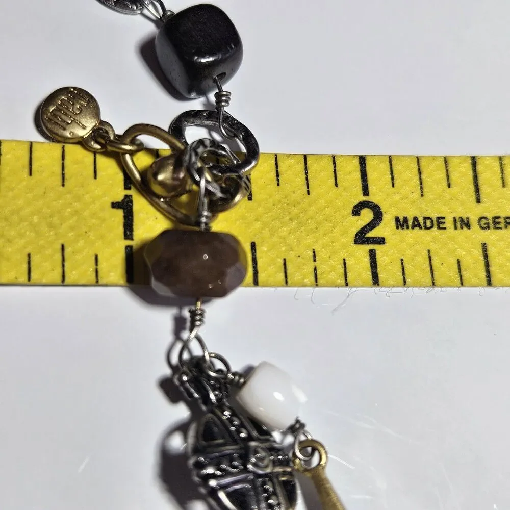 CABI 2147 Treasure Necklace Pearls Semipreci Beaded Charms Coin Gold Silver Tone